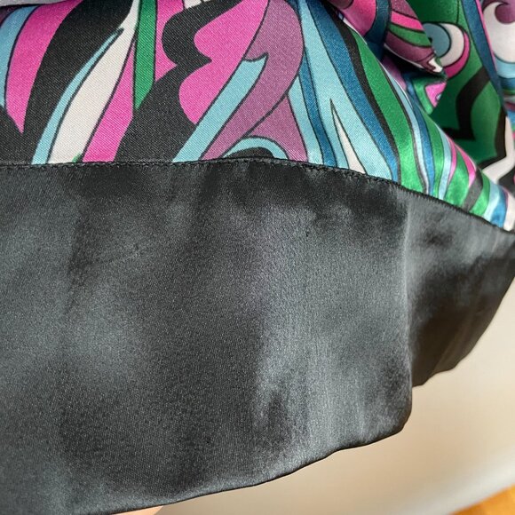 Vintage Y2K Dress Retro Print Flower Power V-Neck Mini A-Line Sleeveless Black - Picture 10 of 13